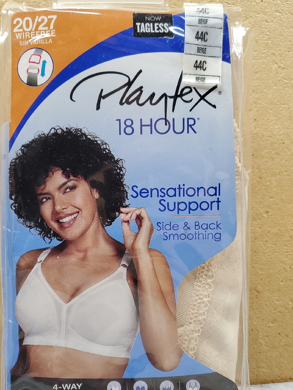 Playtex 18 Hour Sensational Support Wireless Bra in Beige Size 44C NIP